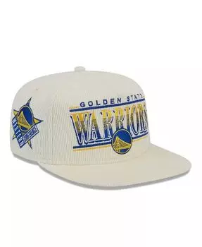 Мужская кремовая легкая вельветовая кепка Golden State Warriors Team Bar Snapback для гольфиста New Era, бежевый