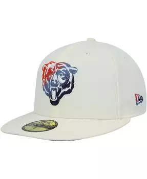 Мужская кремовая приталенная шляпа Chicago Bears Chrome Dim 59FIFTY New Era