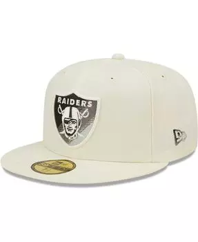 Мужская кремовая приталенная шляпа Las Vegas Raiders Chrome Dim 59FIFTY New Era