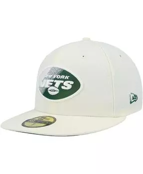 Мужская кремовая приталенная шляпа New York Jets Chrome Dim 59FIFTY New Era