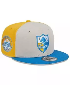Мужская кремовая, пудрово-синяя кепка Los Angeles Chargers 2023 Sideline Historic 9FIFTY Snapback New Era, слоновая кость/кремовый