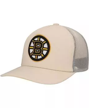 Мужская кремовая регулируемая кепка Boston Bruins из пеноматериала спереди Trucker Mitchell & Ness, бежевый