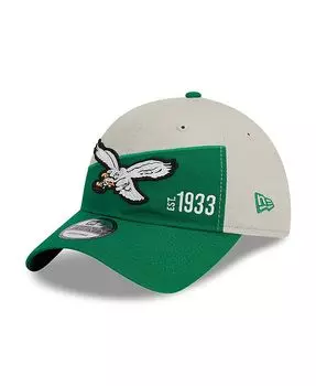 Мужская кремовая регулируемая кепка Kelly Green Philadelphia Eagles 2023 Sideline Historic 9TWENTY New Era