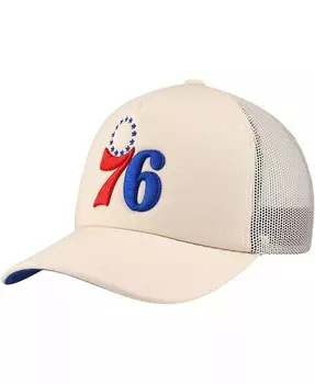 Мужская кремовая регулируемая кепка Philadelphia 76ers Trucker Mitchell & Ness, бежевый