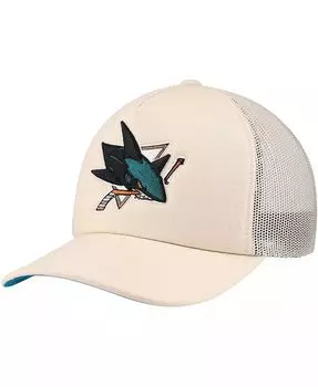 Мужская кремовая регулируемая кепка San Jose Sharks из пеноматериала спереди Trucker Mitchell & Ness, бежевый
