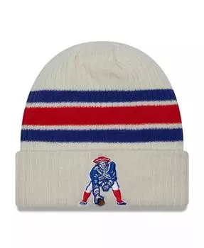 Мужская кремовая рваная вязаная шапка New England Patriots Gridiron Classic в винтажном стиле с манжетами New Era, бежевый