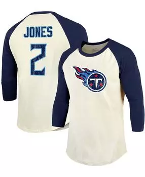 Мужская кремовая, темно-синяя футболка julio jones tennessee titans с именем игрока и номером реглан с рукавами 3/4 Fanatics, мульти