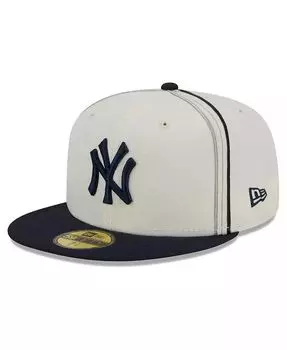 Мужская кремовая, темно-синяя кепка New York Yankees Chrome Sutash 59FIFTY New Era, белый