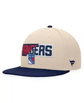 Мужская кремовая/темно-синяя кепка New York Rangers Goalaso Snapback Fanatics, белый