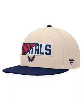 Мужская кремовая/темно-синяя кепка Washington Capitals Goalaso Snapback Fanatics, белый