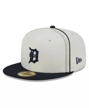 Мужская кремовая, темно-синяя шляпа Detroit Tigers Chrome Sutash 59FIFTY. New Era