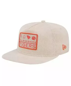 Мужская кремовая вельветовая кепка для гольфиста Clemson Tigers Snapback New Era, бежевый