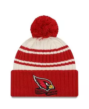 Мужская кремовая вязаная шапка Cardinal Arizona Cardinals 2022 Sideline Sport с манжетами и помпоном New Era