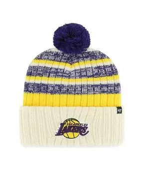 Мужская кремовая вязаная шапка Los Angeles Lakers Tavern с манжетами и помпоном '47 Brand, бежевый