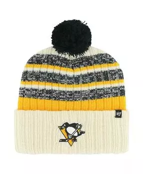Мужская кремовая вязаная шапка Pittsburgh Penguins Tavern с манжетами и помпоном '47 Brand, бежевый