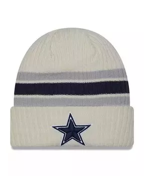 Мужская кремовая вязаная шапка с манжетами в полоску Dallas Cowboys Team New Era, бежевый