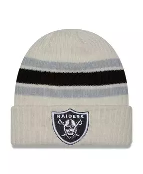 Мужская кремовая вязаная шапка с манжетами в полоску Las Vegas Raiders Team New Era, бежевый