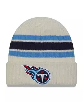 Мужская кремовая вязаная шапка с манжетами в полоску Tennessee Titans Team New Era, бежевый