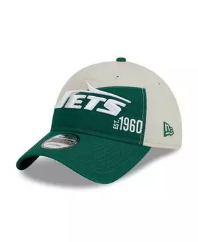 Мужская кремовая, зеленая регулируемая кепка New York Jets 2023 Sideline Historic 9TWENTY New Era