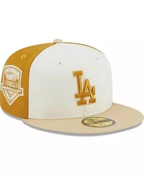 Мужская кремовая, золотистая шляпа Los Angeles Dodgers Chrome Anniversary 59FIFTY New Era, белый