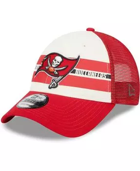 Мужская кремово-красная кепка Tampa Bay Buccaneers Team Stripe Trucker 9FORTY Snapback New Era