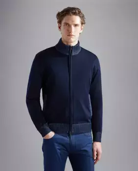 Мужская куртка больших размеров на молнии 2 кармана Paul & Shark, темно-синий