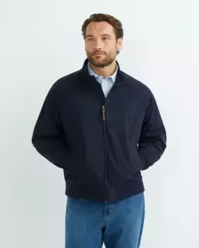 Мужская куртка больших размеров, полосатый воротник и водоотталкивающая ткань Emidio Tucci, темно-синий