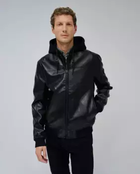 Мужская куртка-бомбер из искусственной кожи Salsa Jeans, черный