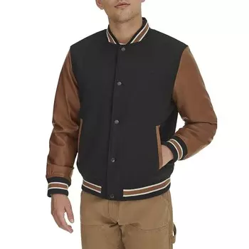 Мужская куртка-бомбер Levi's Letterman, смешанная техника, цвет Black Khaki