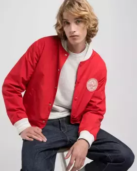 Мужская куртка-бомбер на пуговицах Replay, красный