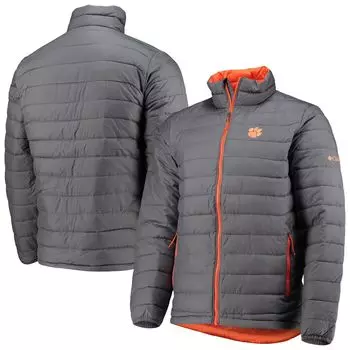 Мужская куртка Columbia Grey Clemson Tigers Powder Lite со светоотражающей пропиткой и молнией во всю длину