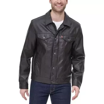 Мужская куртка дальнобойщика из искусственной кожи Levi's, цвет Dark Brown