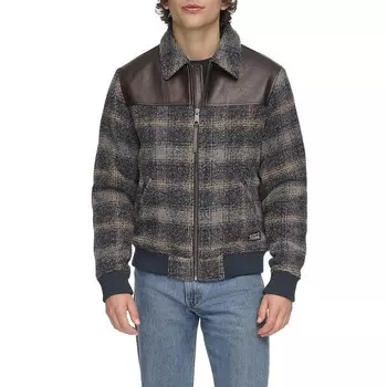 Мужская куртка дальнобойщика Levi's из искусственной шерсти и искусственной кожи, синий