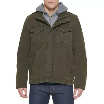 Мужская куртка дальнобойщика Levi's с капюшоном на подкладке из шерпы, цвет Olive