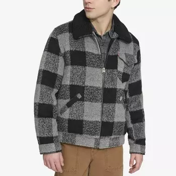 Мужская куртка Depot из смесовой шерсти Levi's с воротником из шерпы, цвет Black Forest Plaid