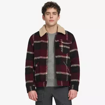 Мужская куртка Depot из смесовой шерсти Levi's с воротником из шерпы, цвет Black Putty Plaid