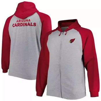 Мужская куртка Fanatics с капюшоном из флиса реглан во всю длину и молнией во всю длину, темно-серая Tampa Bay Buccaneers