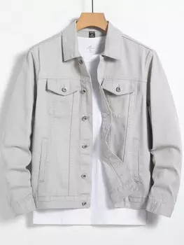 Мужская куртка Homme, джинсовая, хлопковая, с карманами и клапанами, 1 шт Manfinity, темно-серый