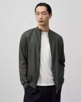 Мужская куртка из льна и хлопка с воротником-стойкой Adolfo Dominguez, темно-зеленый