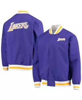 Мужская куртка los angeles lakers purple hardwood classics 75th anniversary authentic warmup full-snap jacket Mitchell & Ness, фиолетовый