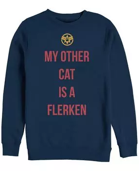 Мужская куртка Marvel Captain Marvel My Cat is a Flerken, флис с круглым вырезом Fifth Sun