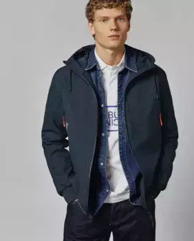 Мужская куртка на молнии и регулируемым капюшоном Pepe Jeans, темно-синий
