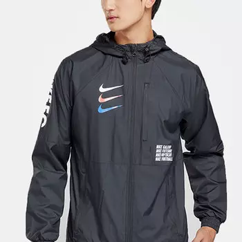 Куртка мужская Nike ветровка с капюшоном и принтом, черный