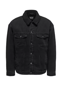 Мужская куртка нормального черного цвета ONSRICK OVZ BLACK 6942 TEDDY DNM JA Only & Sons, черный