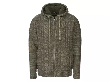 Мужская куртка объемной вязки Livergy на флисовой подкладке из шерпы, коричневый