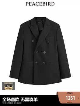 Мужская куртка Peacebird двубортная шерстяная, черный