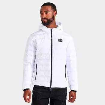 Мужская куртка-пуховик Emporio Armani EA7 с молнией и логотипом, белый