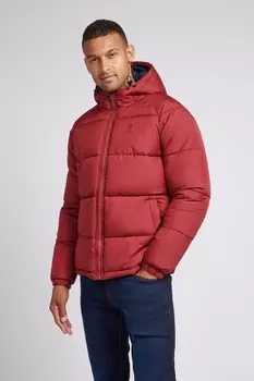 Мужская куртка пуховик из рипстопа с капюшоном U.S. Polo Assn, красный