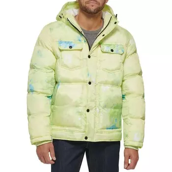 Мужская куртка-пуховик Levi's Heavyweight с капюшоном, цвет Yellow Tye Dye