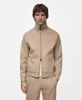 Мужская куртка Regular-Fit с молнией MANGO, коричневый/бежевый